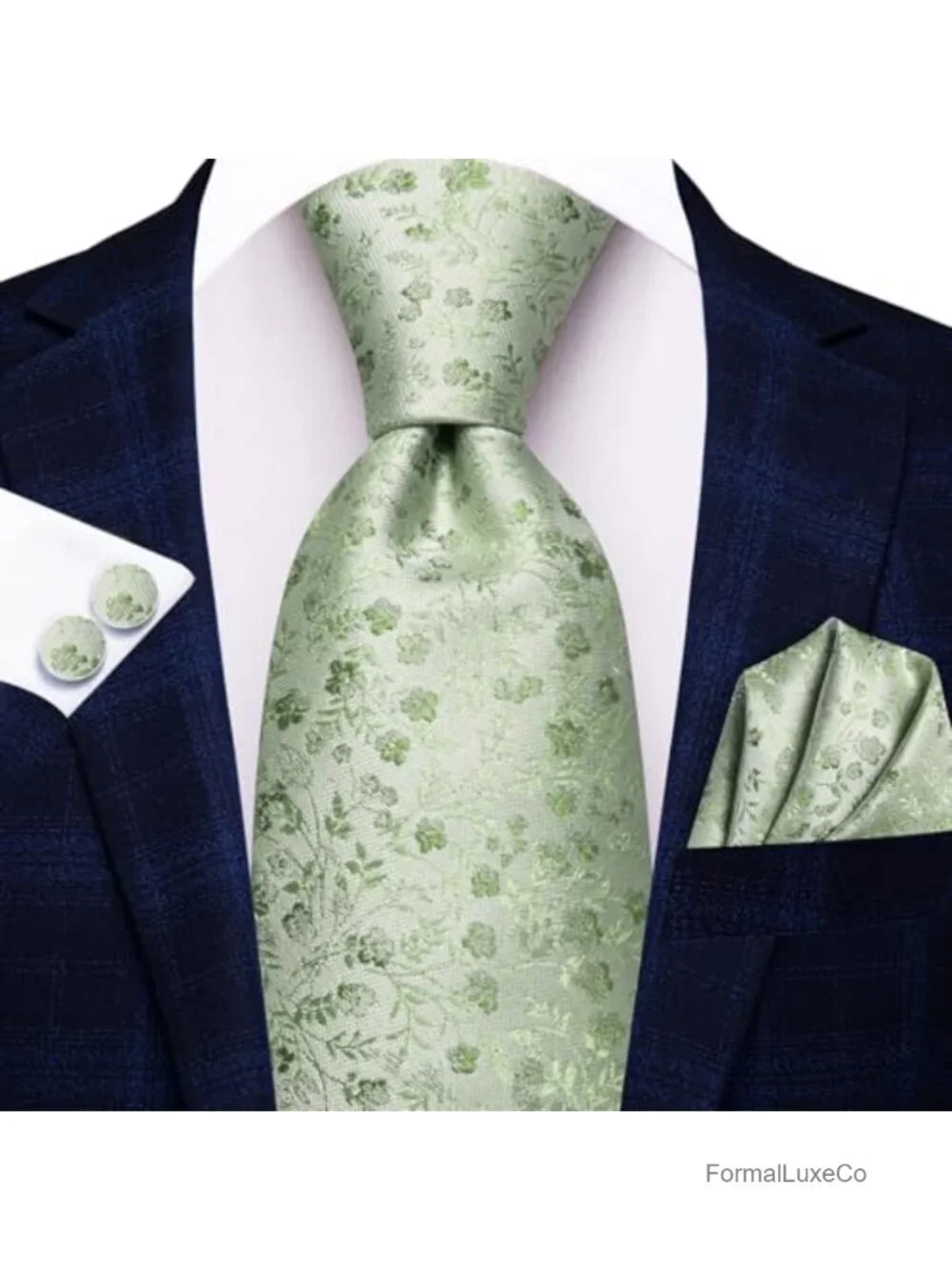 Men's Tie & Cufflinks Set with Lapel Pin & Pocket Square, Formal Wear